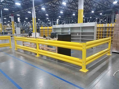 Yellow Safety Barrier in a warehouse