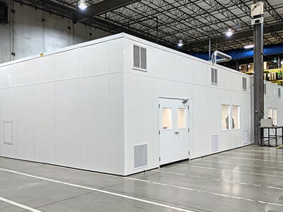 White Modular Cleanroom in a warehouse