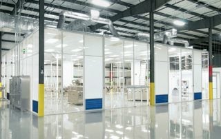 Clear Acrylic Rigidwall Cleanroom in a warehouse