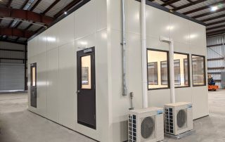 Control Room with Raised Floor Cream and gray Control Room with Raised Floor in a warehouse