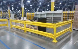Double Rail Guardrail Yellow Double Rail Guardrail in a warehouse