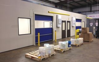 Dust Free Packaging Room Dust Free Packaging Room with blue doors and yellow poles