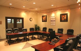 Interior of Modular Conference Room Interior of Modular Conference Room with multiple black chairs