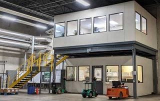 Mezzanine Two Story Offices White and gray Mezzanine Two Story Offices