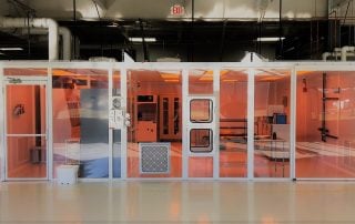 Opaque Acrylic Rigidwall Cleanroom in a warehouse