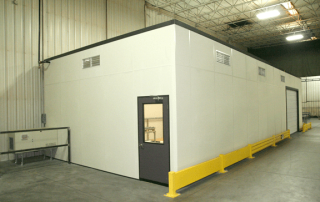 Steel Grinding Isolation Room White and gray Steel Grinding Isolation Room with a yellow border